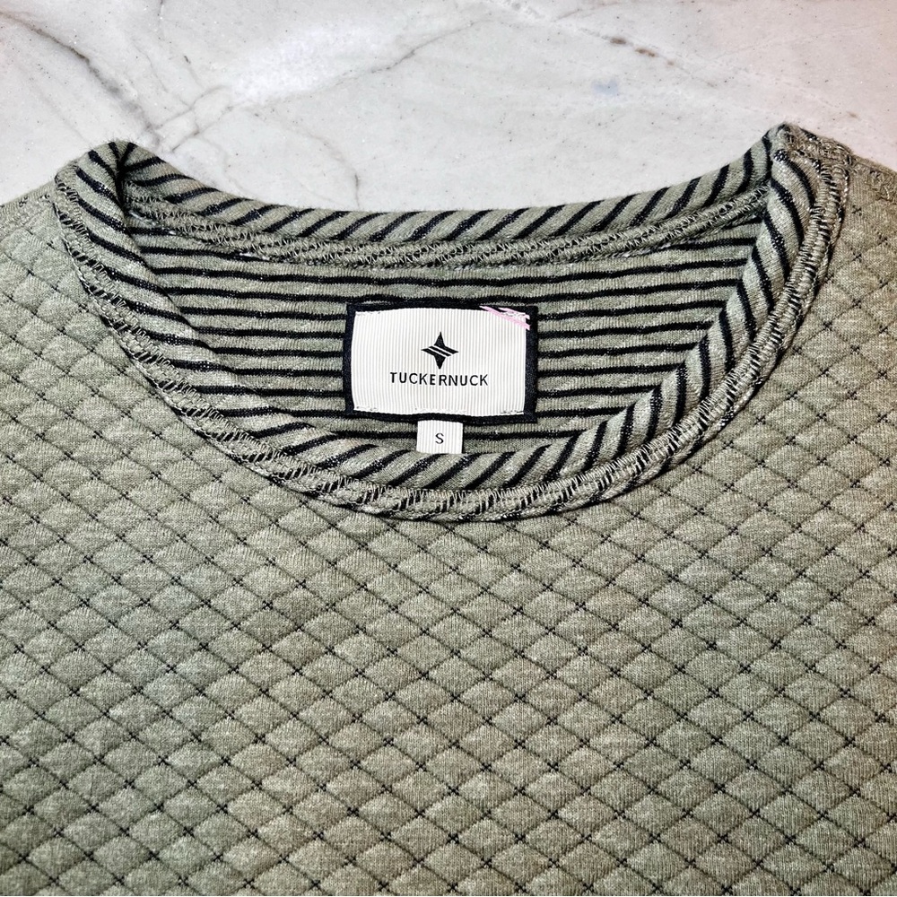 TUCKERNUCK Ally Swing Quilted Reversible Sweatshirt Sage Green Tennis Preppy S - Picture 7 of 17
